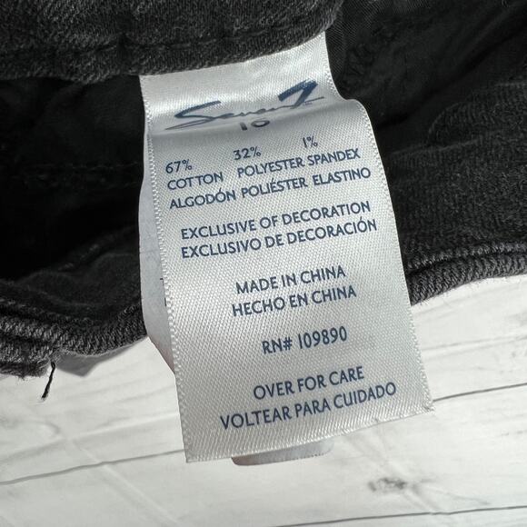 Seven7 Size 16 (36x29) Short Tummyless High Rise Skinny Jeans Black Stone Wash - Picture 12 of 13